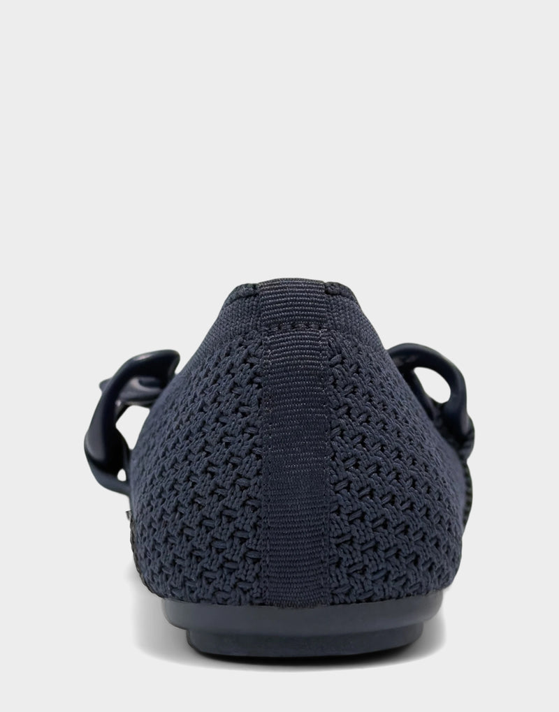 Comfortable Women's Knit Flat in Navy Knit Back View