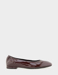 Comfortable Women's Ballet Flat In Burgundy Patent Faux Leather Side View