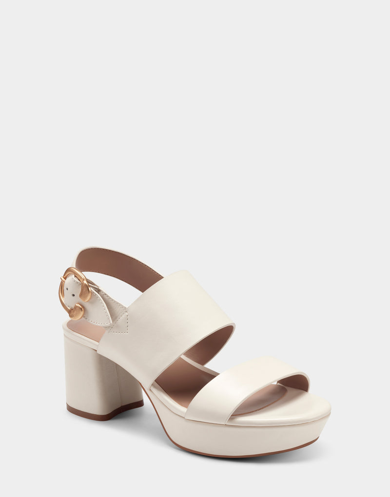 Comfortable Women's Platform Sandal in Eggshell Leather Angle View
