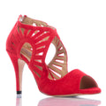 Camila - Red Vegan Suede - Suede Sole - Dance Floor Only