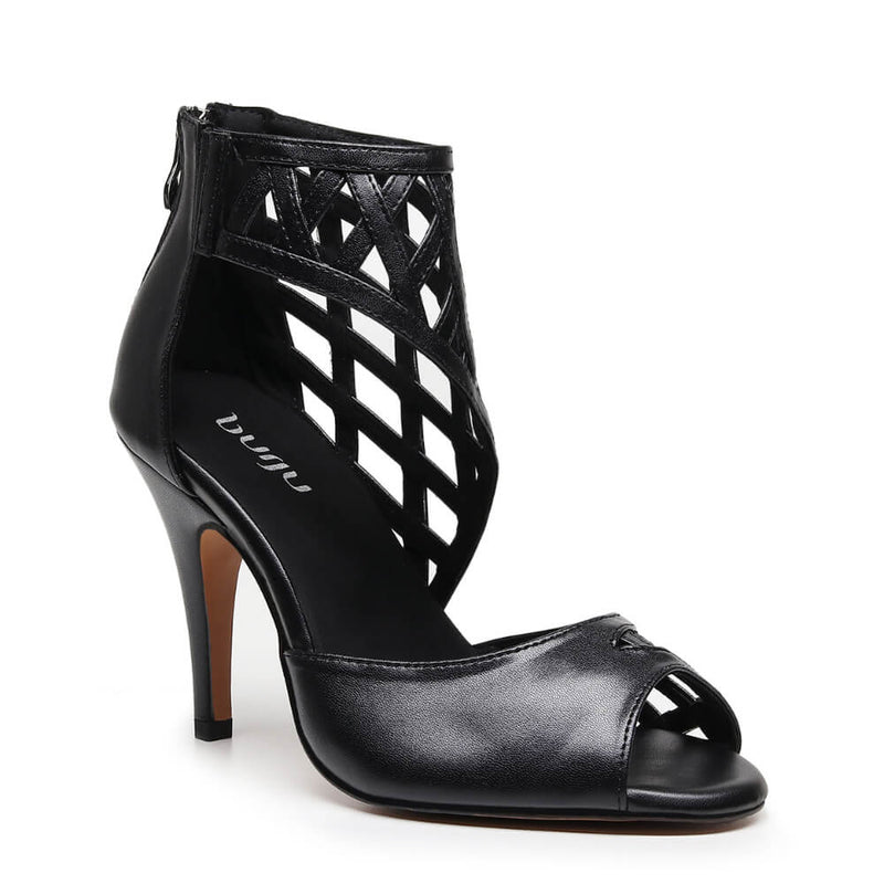 Caressa Wide Fit - Black Vegan Leather - Street Sole