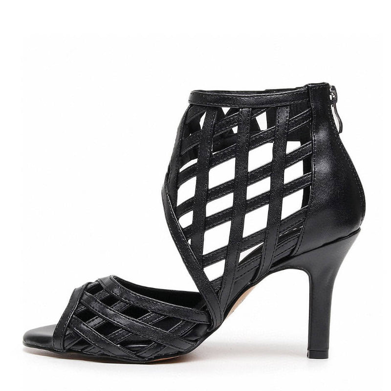 Caressa Wide Fit - Black Vegan Leather - Suede Sole