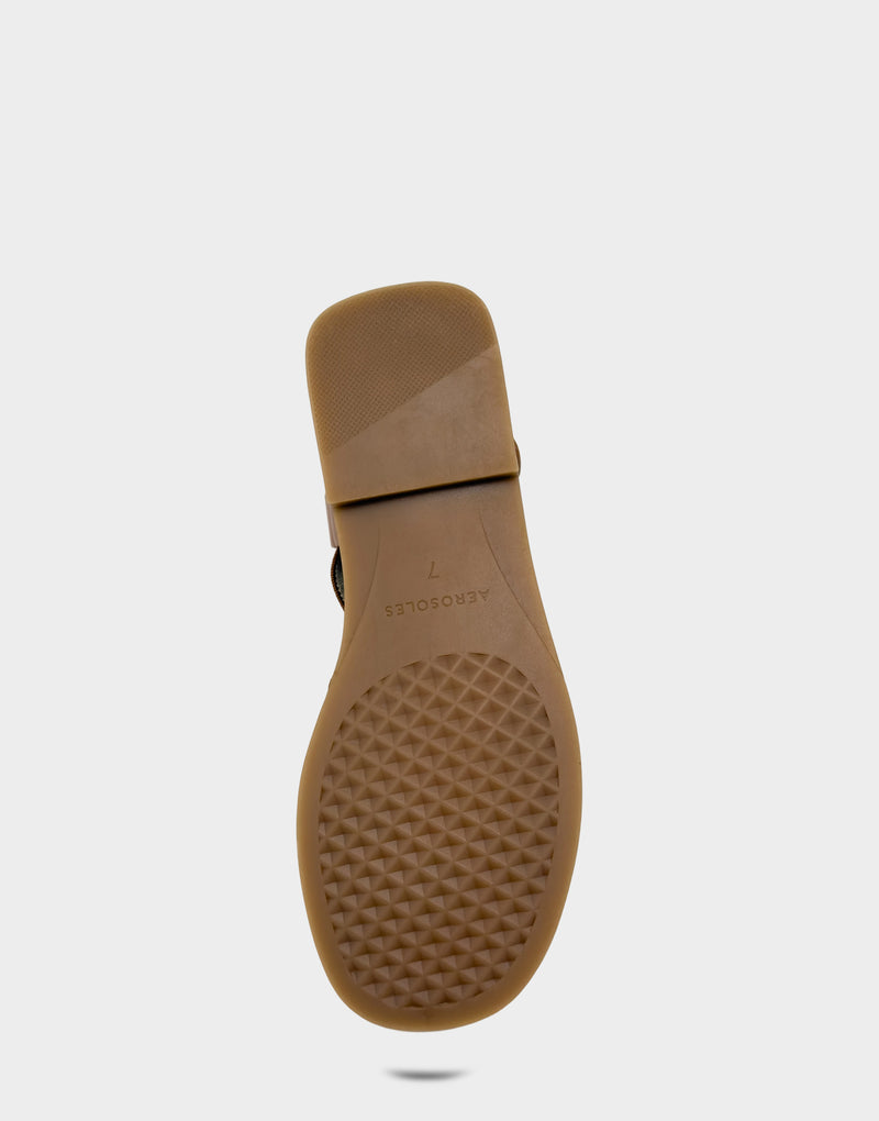 Comfortable Women's Flat Sandal in Natural Elastic Linen Bottom View