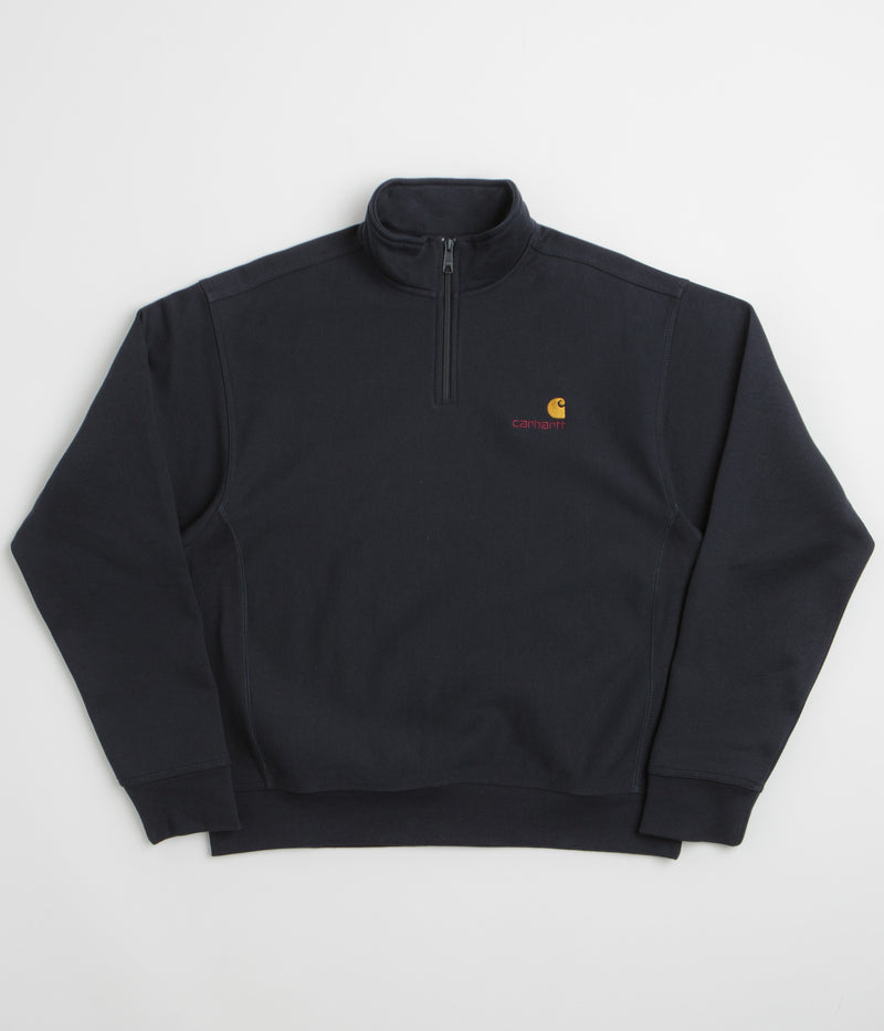Carhartt Half Zip American Script Sweatshirt in Deep Night