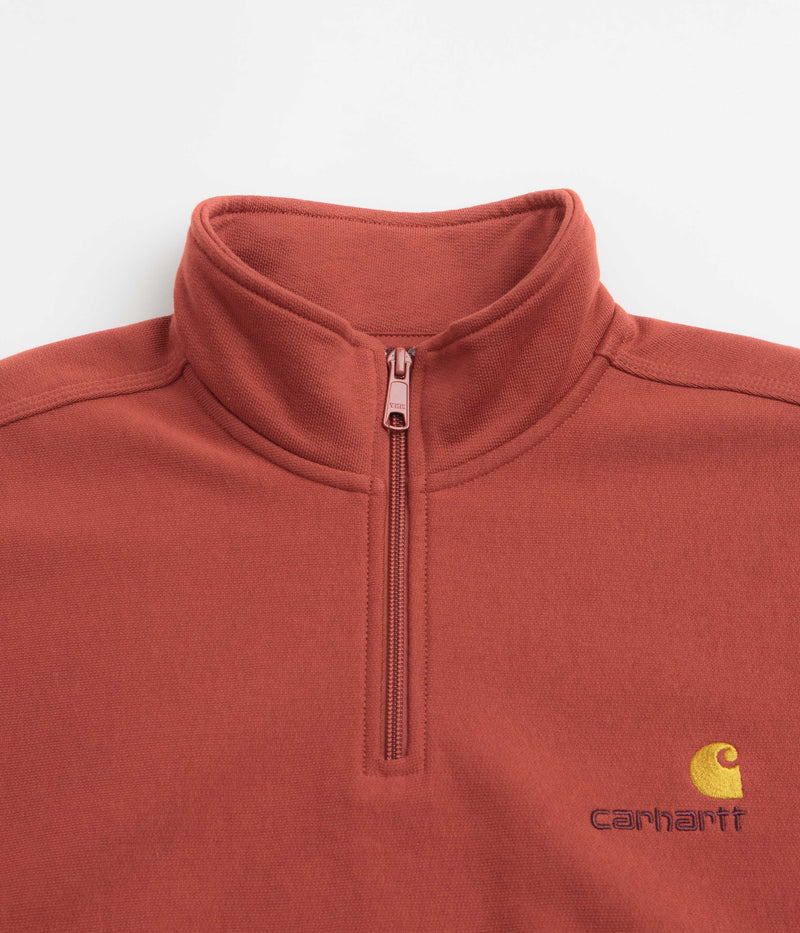 Carhartt Half Zip American Script Sweatshirt in Oxide Red