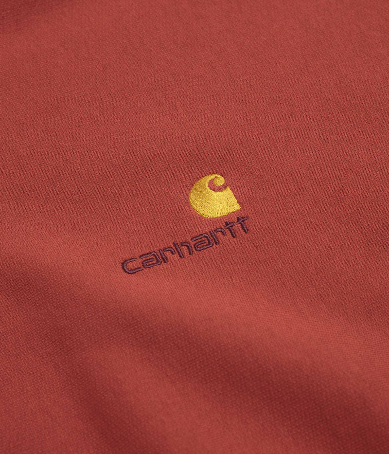 Carhartt Half Zip American Script Sweatshirt in Oxide Red