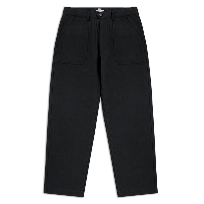 CCS Wide Leg Herringbone Pants - Black