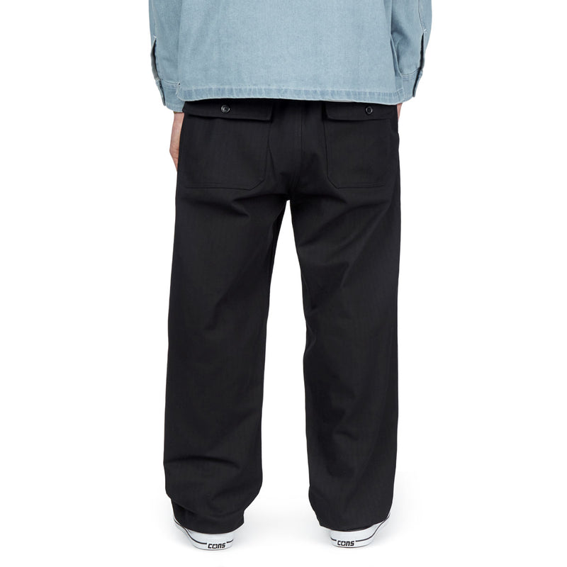 CCS Wide Leg Herringbone Pants - Black