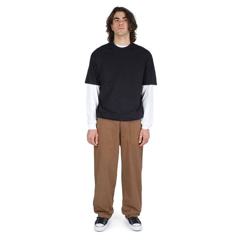 CCS Wide Leg Herringbone Pants - Brown