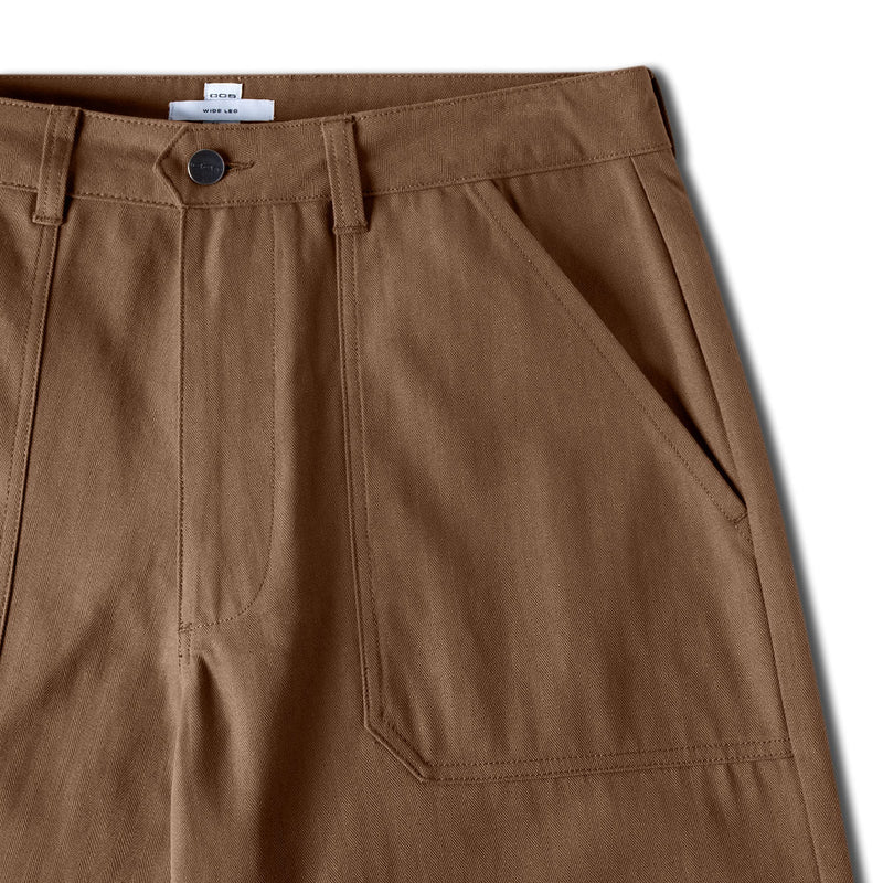 CCS Wide Leg Herringbone Pants - Brown