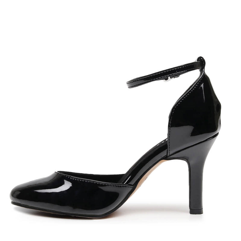 Claudette Wide Fit - Black Vegan Patent - Street Sole