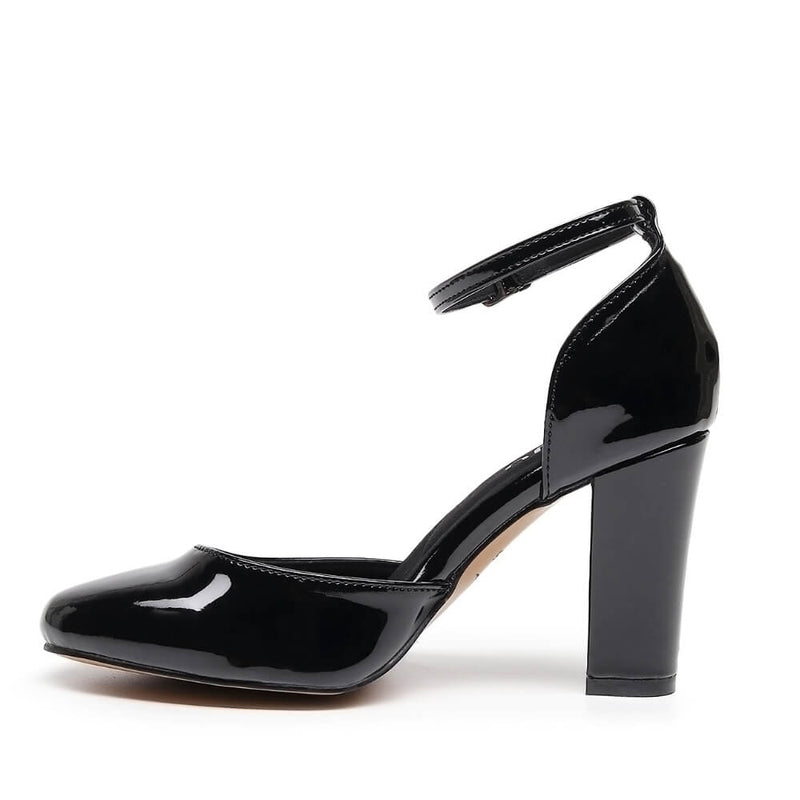 Claudette Wide Fit - Black Vegan Patent - Street Sole