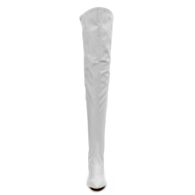 Courtneyy - White Wet Look - Street Sole - Thigh Variant Five