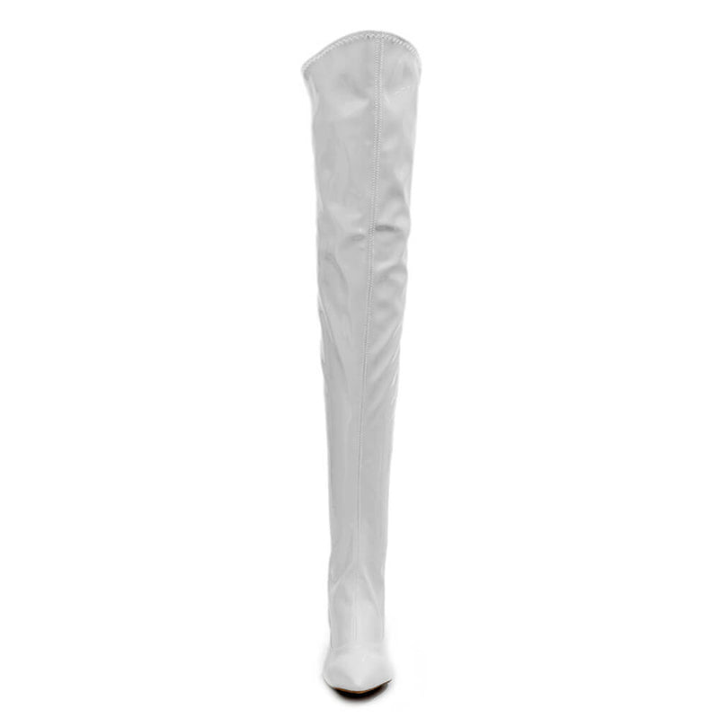 Courtneyy - White Wet Look - Street Sole - Thigh Variant Four
