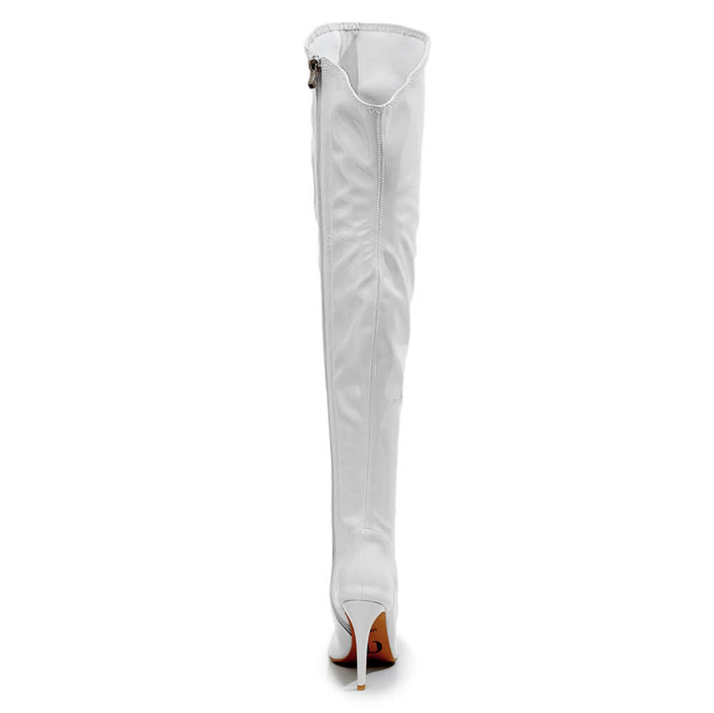 Courtneyy - White Wet Look - Street Sole - Thigh Variant Four
