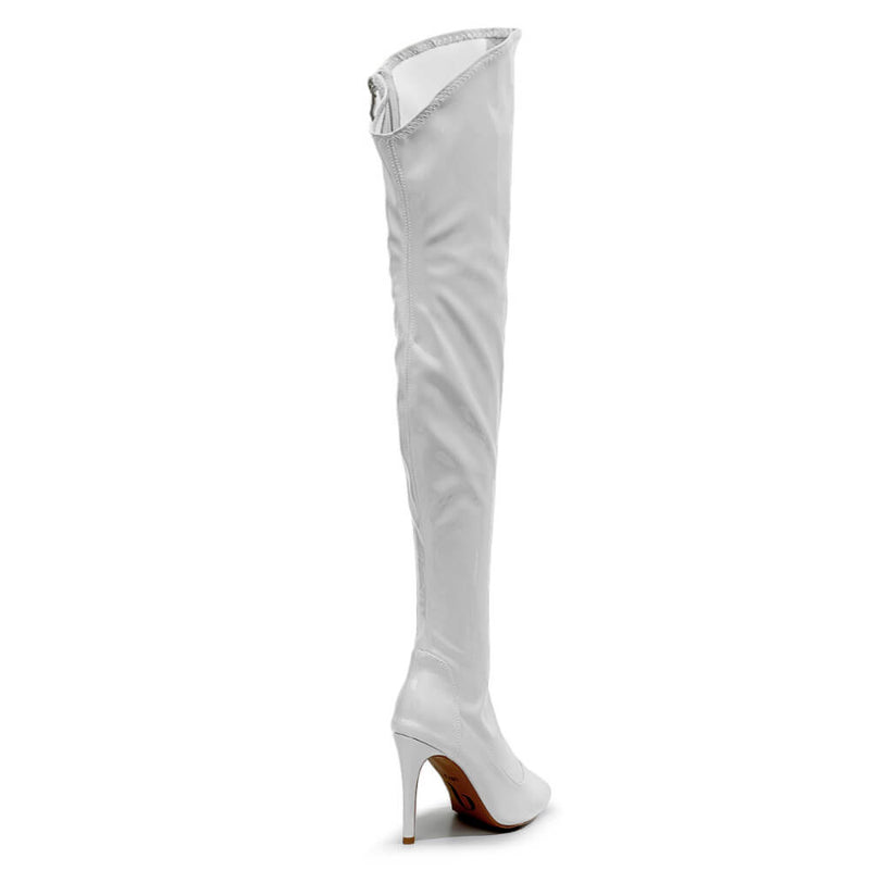 Courtneyy - White Wet Look - Street Sole - Thigh Variant One