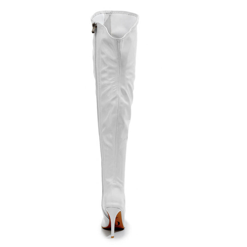 Courtneyy - White Wet Look - Street Sole - Thigh Variant Six