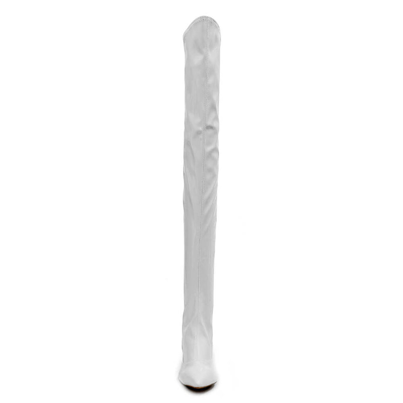 Courtneyy - White Wet Look - Street Sole - Thigh Variant Zero