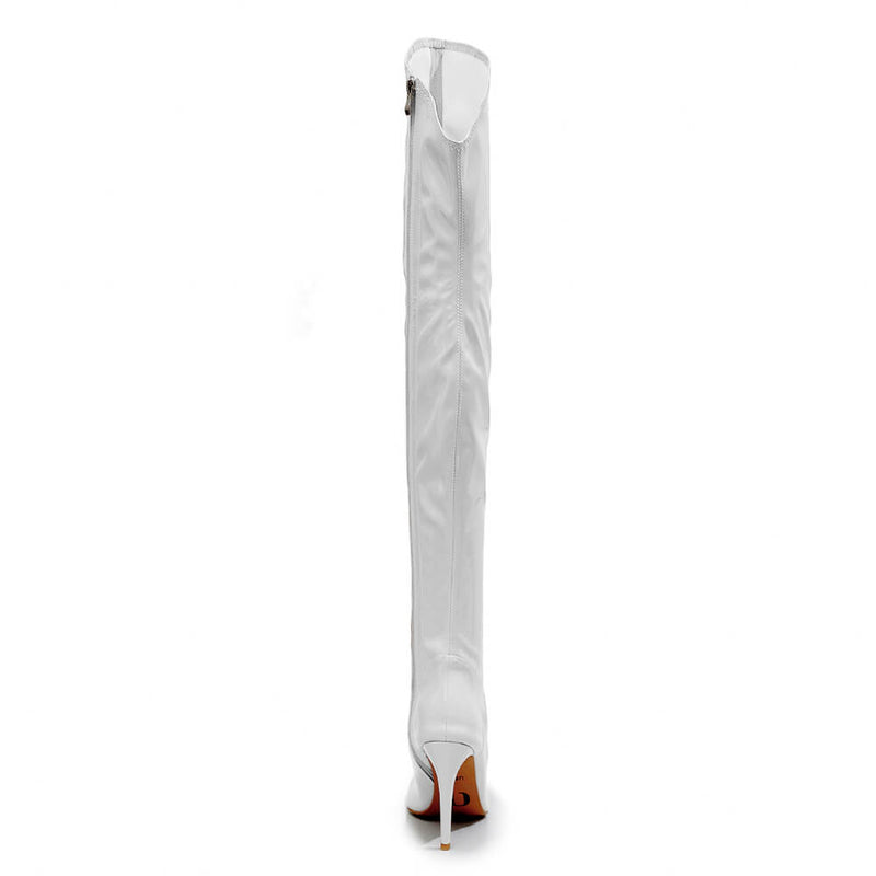 Courtneyy - White Wet Look - Street Sole - Thigh Variant Zero