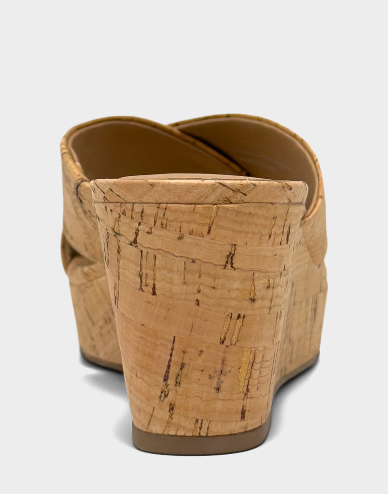 Comfortable Women's Wedge Sandal in Cork Back View