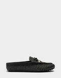 Comfortable Women's Mule in Black Basket Raffia Side View