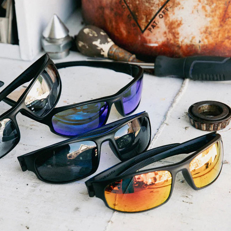 Decade Carsen 00s Sunglasses - Matte Black Nylon/Blue Mirror Polycarbonate