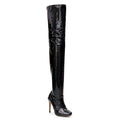 Devilla Size Inclusive - Black Vegan Patent - Street Sole - Thigh Variant Two