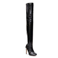 Devilla Size Inclusive - Black Vegan Patent - Street Sole - Thigh Variant Zero