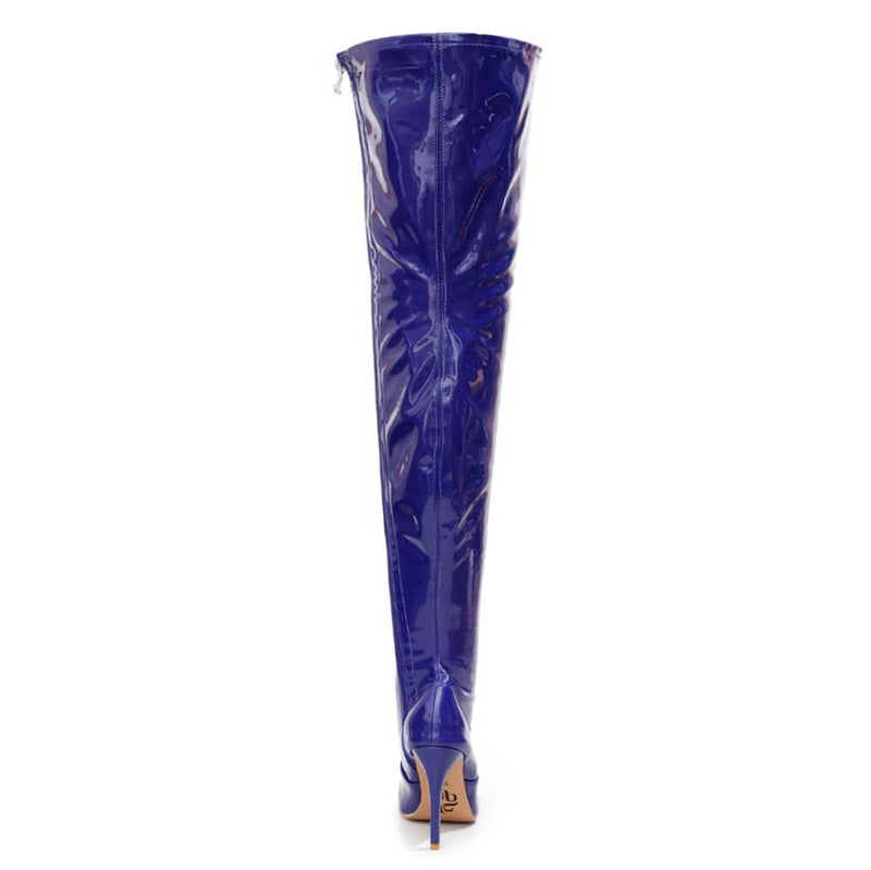 Devilla Size Inclusive - Blue Vegan Patent - Street Sole - Thigh Variant Five