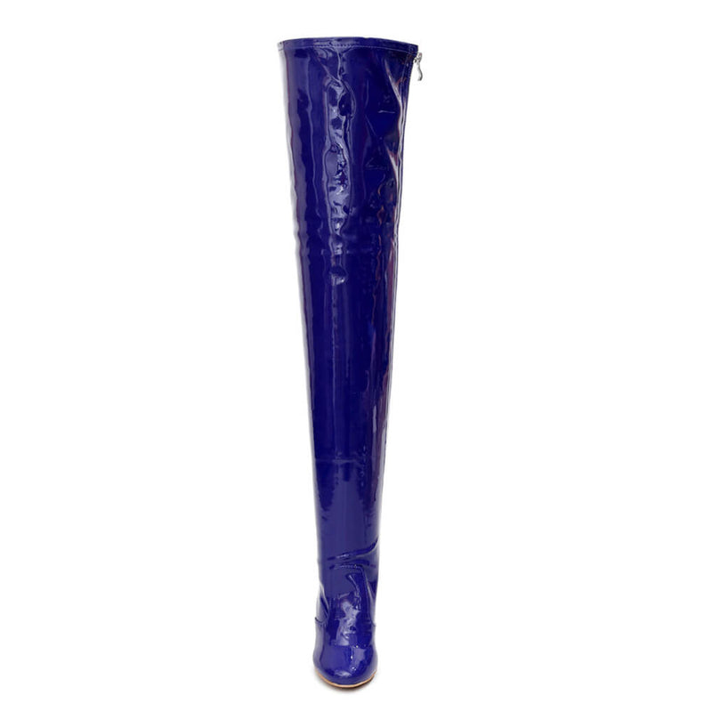 Devilla Size Inclusive - Blue Vegan Patent - Street Sole - Thigh Variant Four