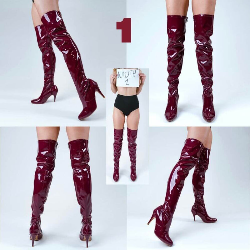 Devilla Size Inclusive - Blue Vegan Patent - Street Sole - Thigh Variant One