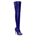 Devilla Size Inclusive - Blue Vegan Patent - Street Sole - Thigh Variant Three
