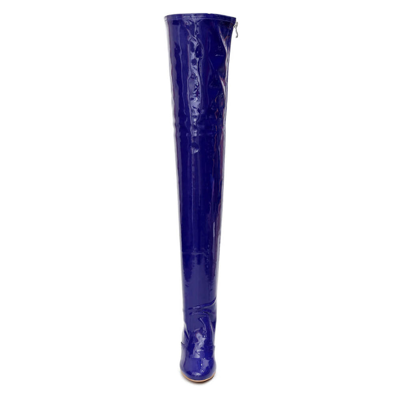 Devilla Size Inclusive - Blue Vegan Patent - Street Sole - Thigh Variant Three