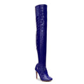 Devilla Size Inclusive - Blue Vegan Patent - Street Sole - Thigh Variant Zero