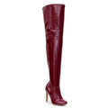 Devilla Size Inclusive - Burgundy Vegan Patent - Street Sole - Thigh Variant Four