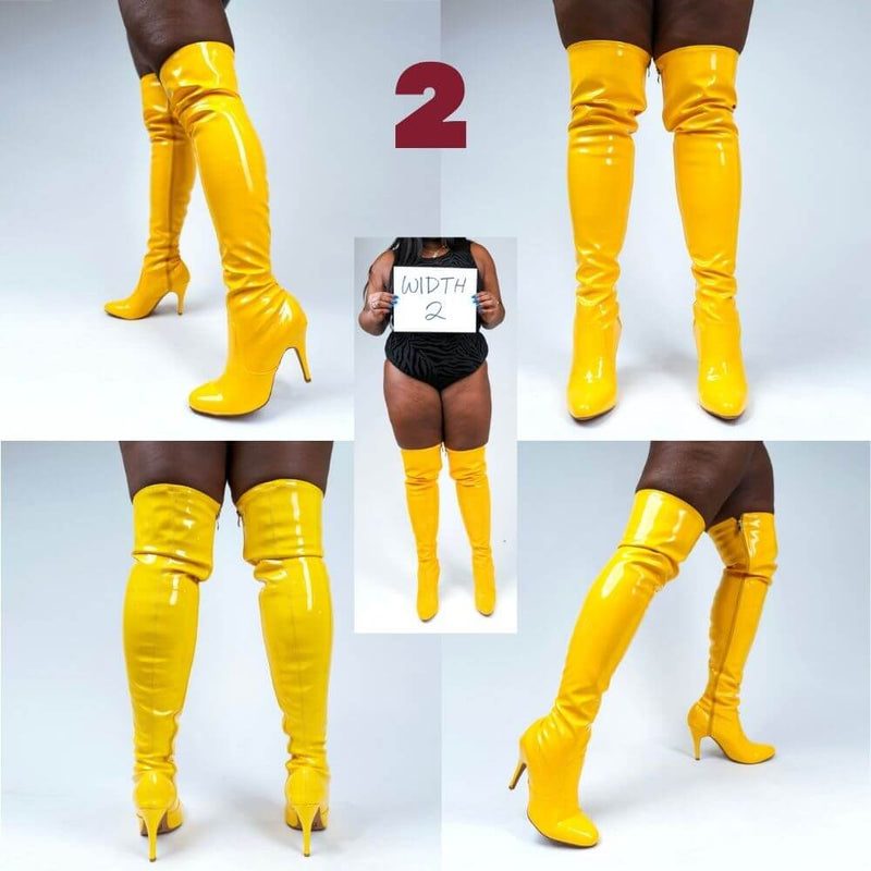 Devilla Size Inclusive - Burgundy Vegan Patent - Street Sole - Thigh Variant Two