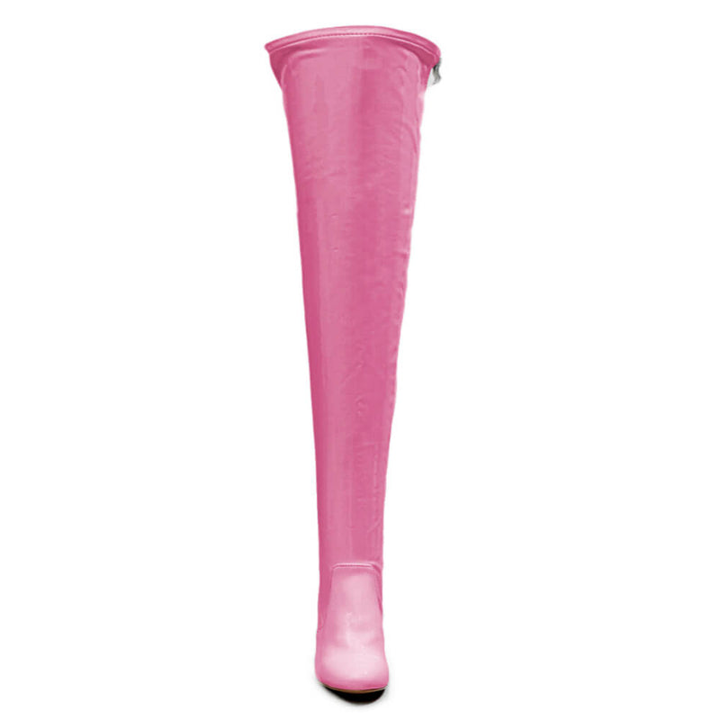 Devilla Size Inclusive - Pink Vegan Patent - Street Sole - Thigh Variant Five