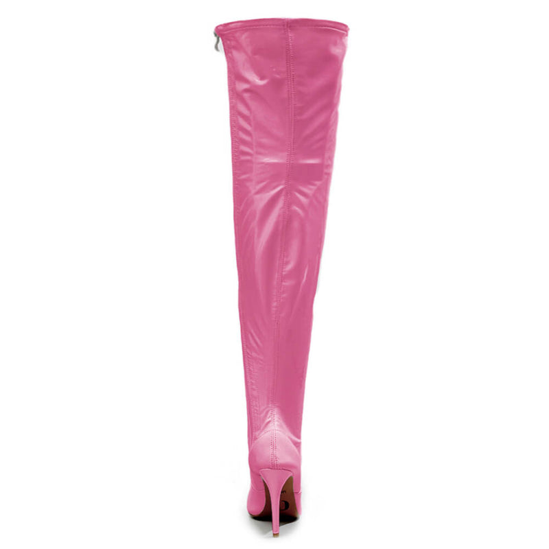 Devilla Size Inclusive - Pink Vegan Patent - Street Sole - Thigh Variant Four