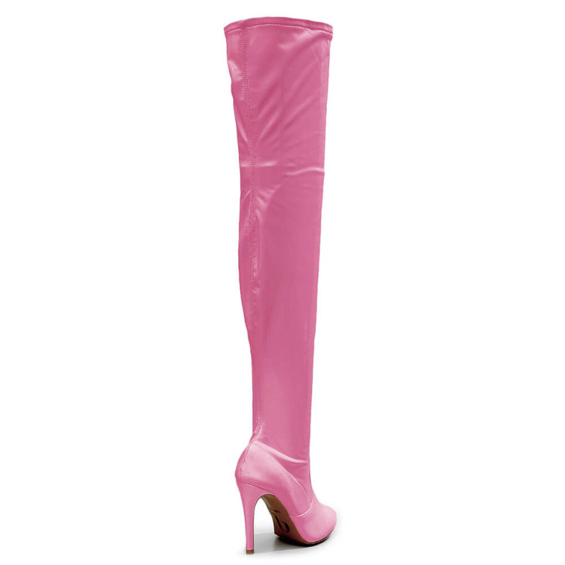 Devilla Size Inclusive - Pink Vegan Patent - Street Sole - Thigh Variant One