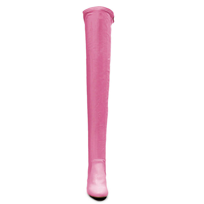 Devilla Size Inclusive - Pink Vegan Patent - Street Sole - Thigh Variant Three