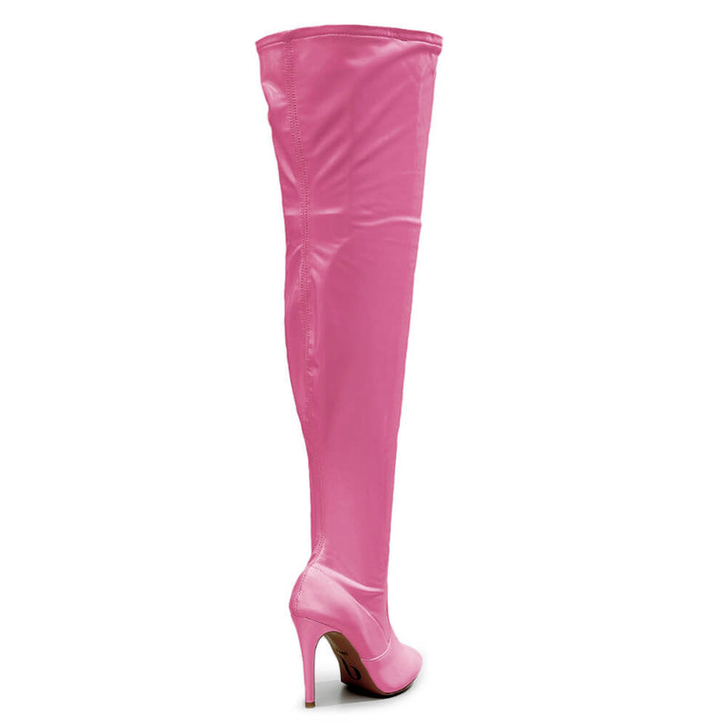 Devilla Size Inclusive - Pink Vegan Patent - Street Sole - Thigh Variant Three