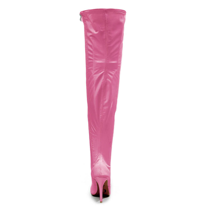 Devilla Size Inclusive - Pink Vegan Patent - Street Sole - Thigh Variant Two