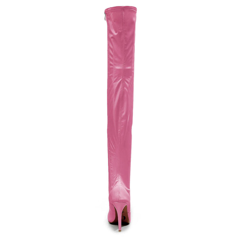 Devilla Size Inclusive - Pink Vegan Patent - Street Sole - Thigh Variant Zero