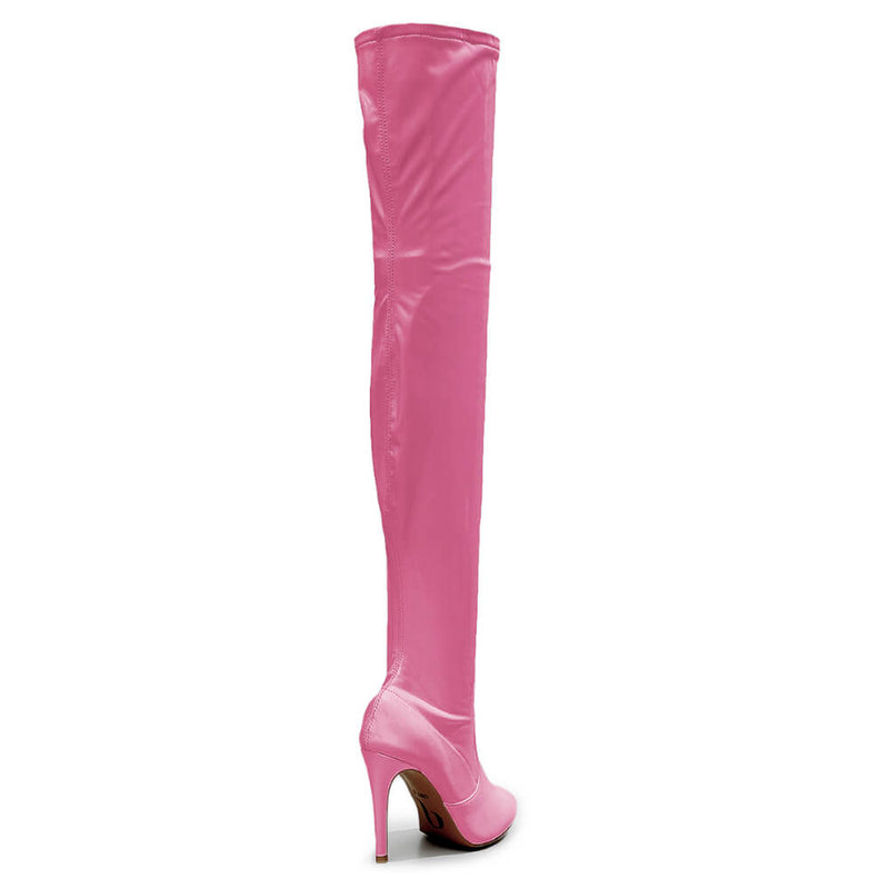 Devilla Size Inclusive - Pink Vegan Patent - Street Sole - Thigh Variant Zero
