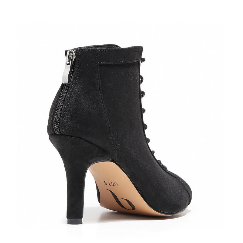 Dilynn Wide Fit - Black Vegan Suede - Suede Sole