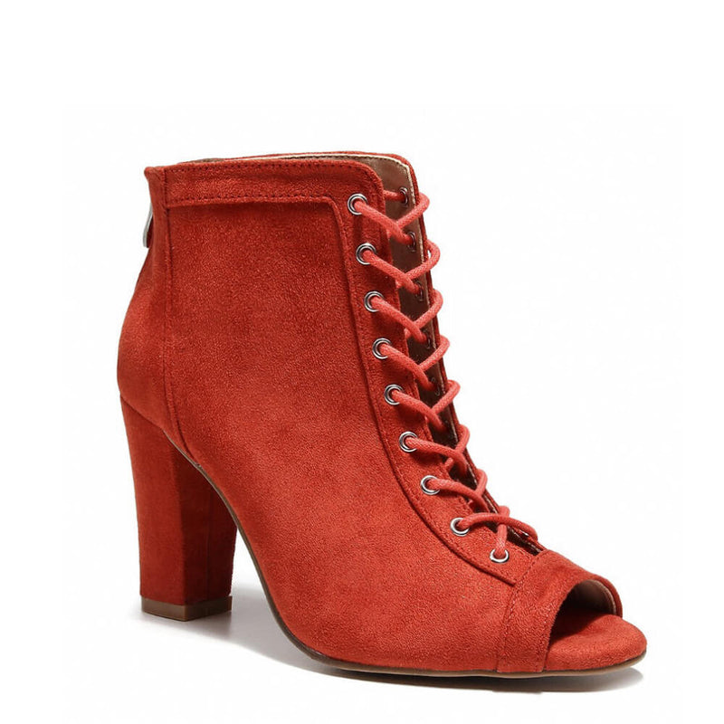 Dilynn Wide Fit - Red Vegan Suede - Suede Sole