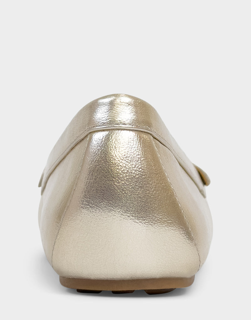 Comfortable Women's Driver In Gold Faux Leather Back View