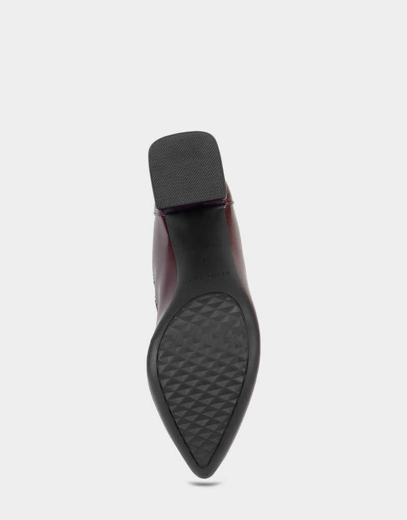 Comfortable Women's Pump In Burgundy Patent Faux Leather Bottom View