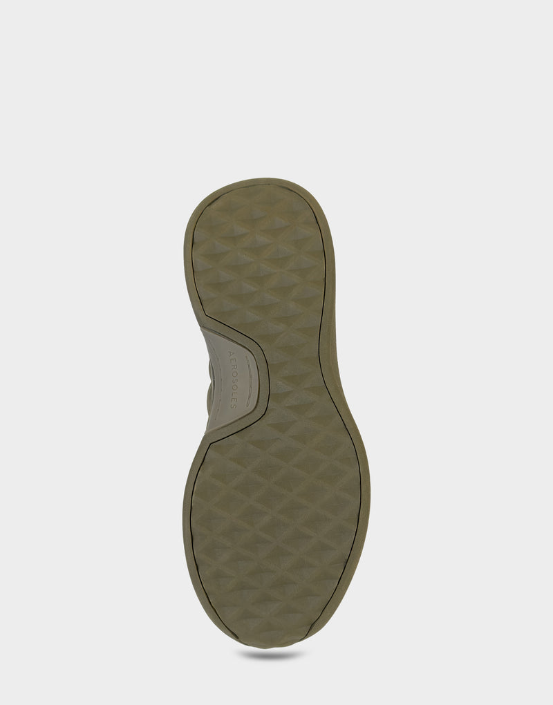 Comfortable Women's Mule Sneaker In Green Fabric Bottom View