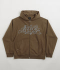 HUF Outlines Heavyweight Full Zip Fleece in Brown